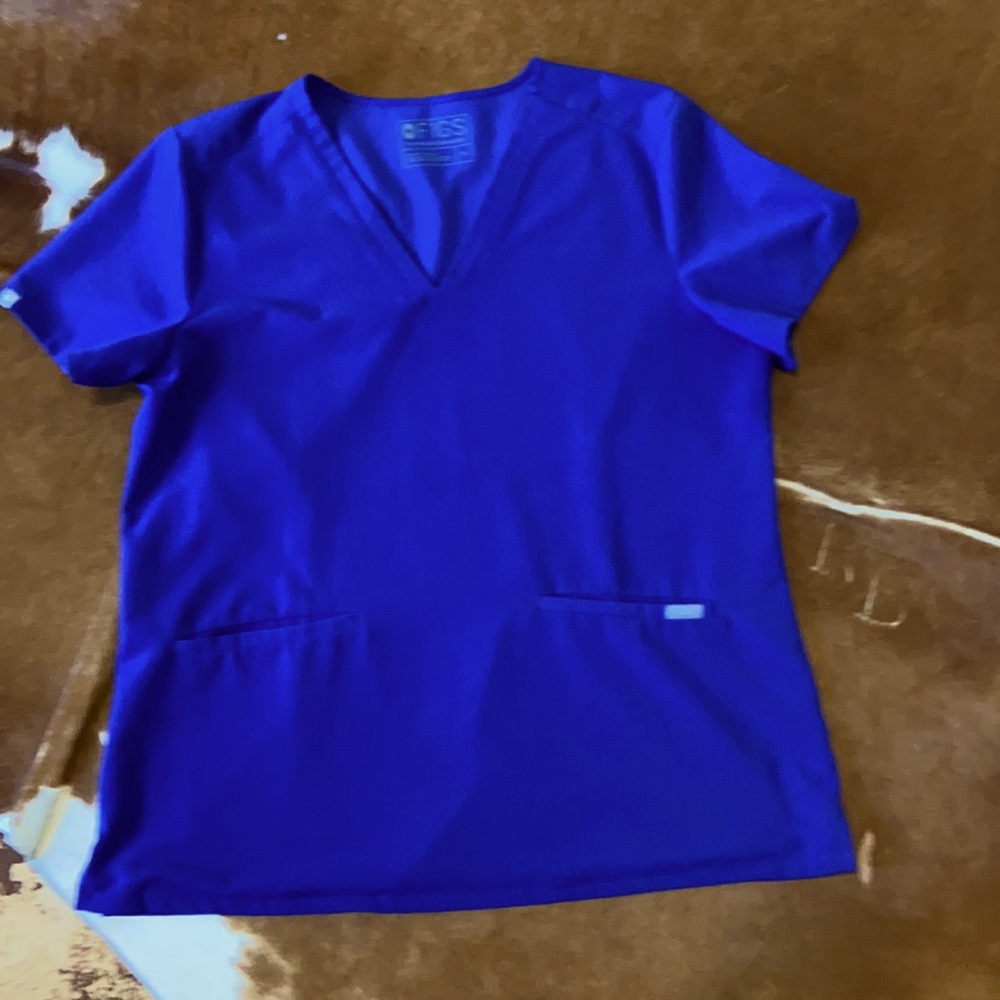 Figs Scrub Top - royal blue